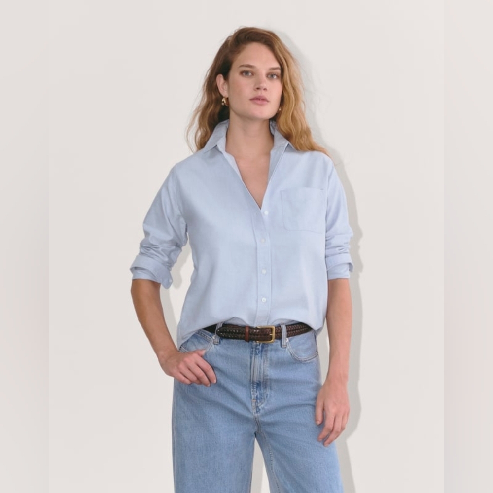 Everlane The Must Have Oxford Button Up Shirt Light Blue Size 00